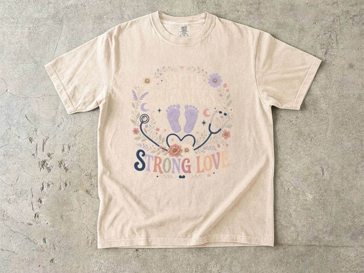 Baby Strong Love T-Shirt — 'Small Beginnings, Strong Love' Infant Footprint Tee