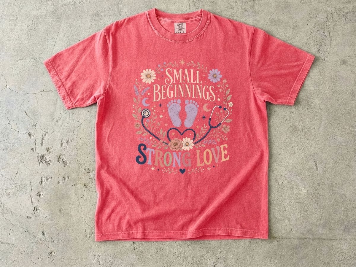 Baby Strong Love T-Shirt — 'Small Beginnings, Strong Love' Infant Footprint Tee