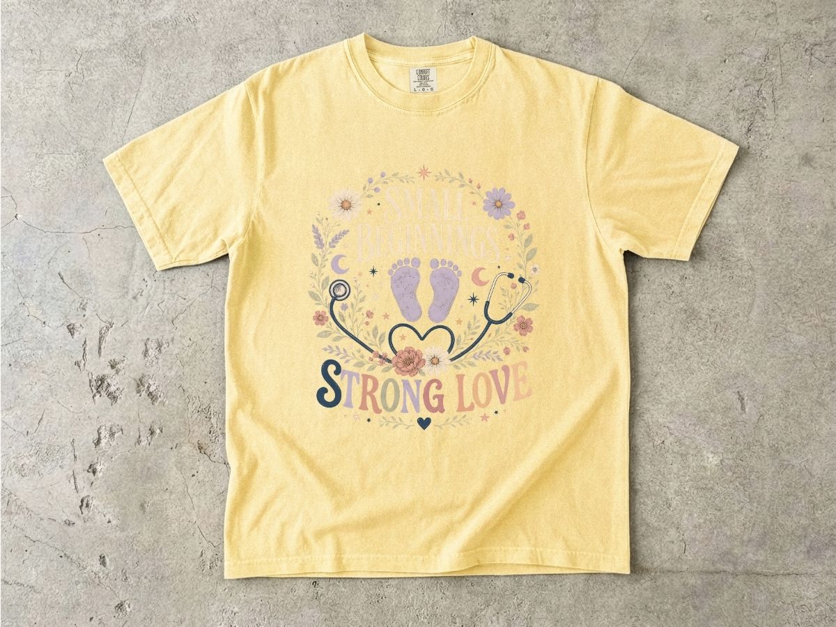 Baby Strong Love T-Shirt — 'Small Beginnings, Strong Love' Infant Footprint Tee