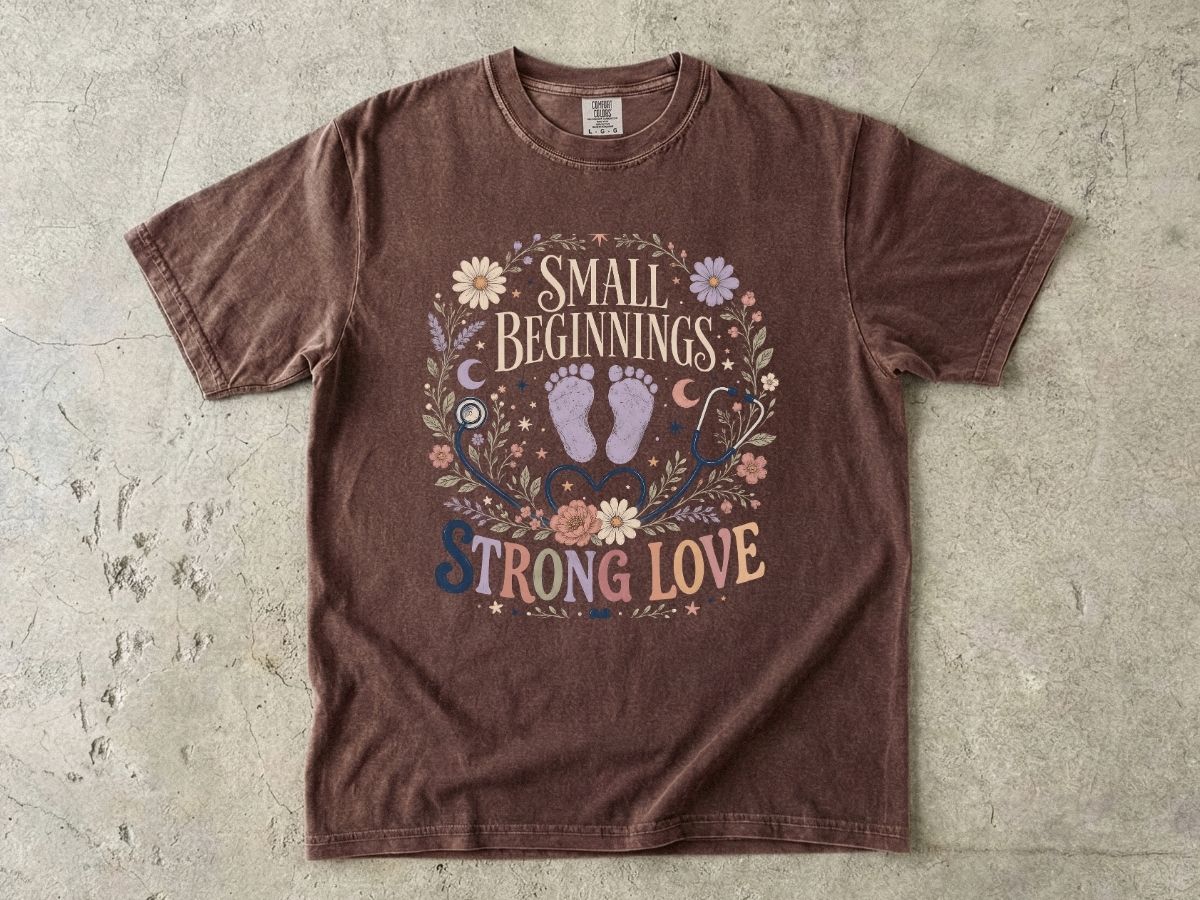 Baby Strong Love T-Shirt — 'Small Beginnings, Strong Love' Infant Footprint Tee