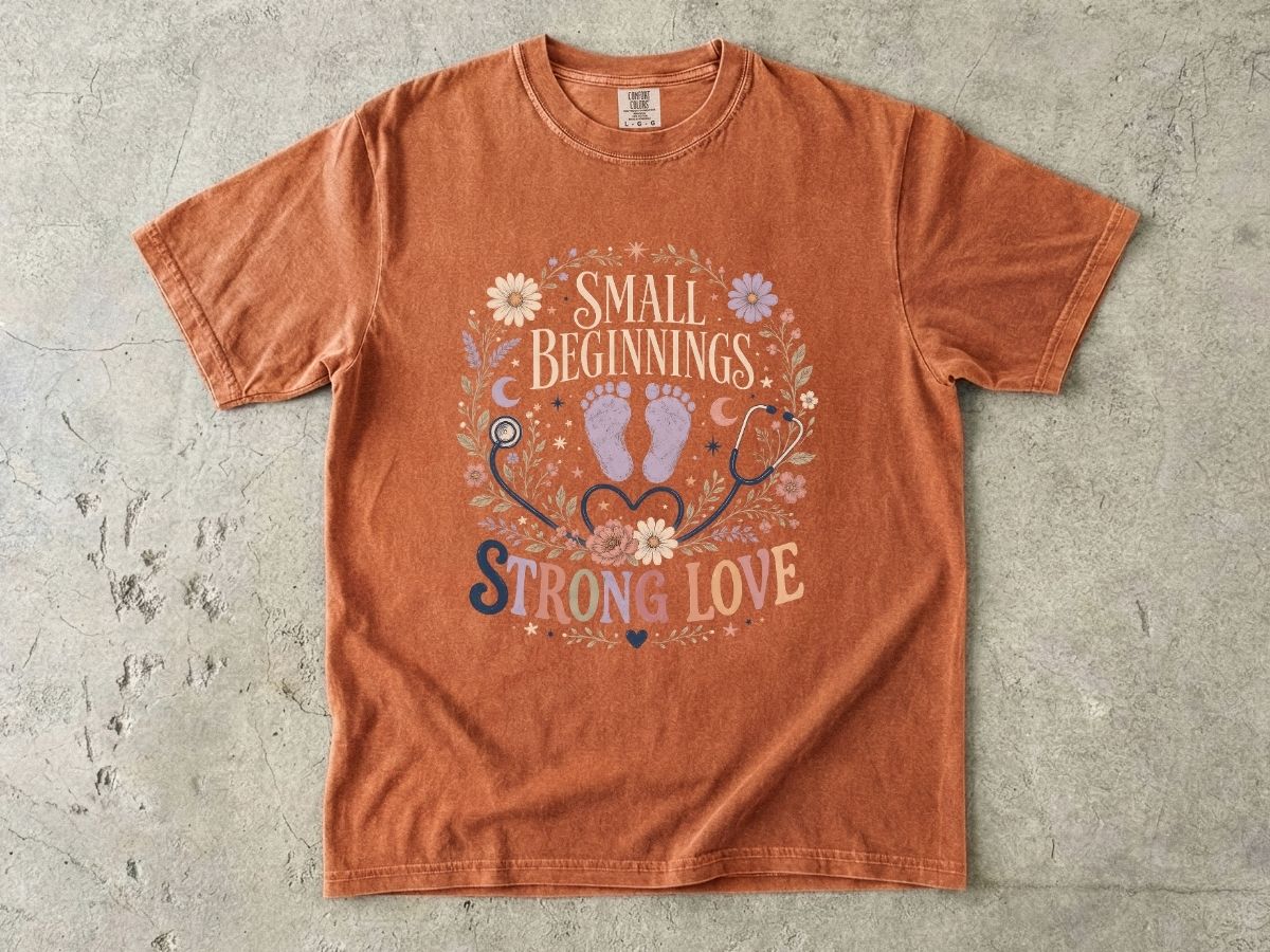Baby Strong Love T-Shirt — 'Small Beginnings, Strong Love' Infant Footprint Tee