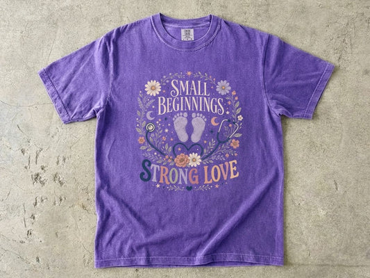 Baby Strong Love T-Shirt — 'Small Beginnings, Strong Love' Infant Footprint Tee