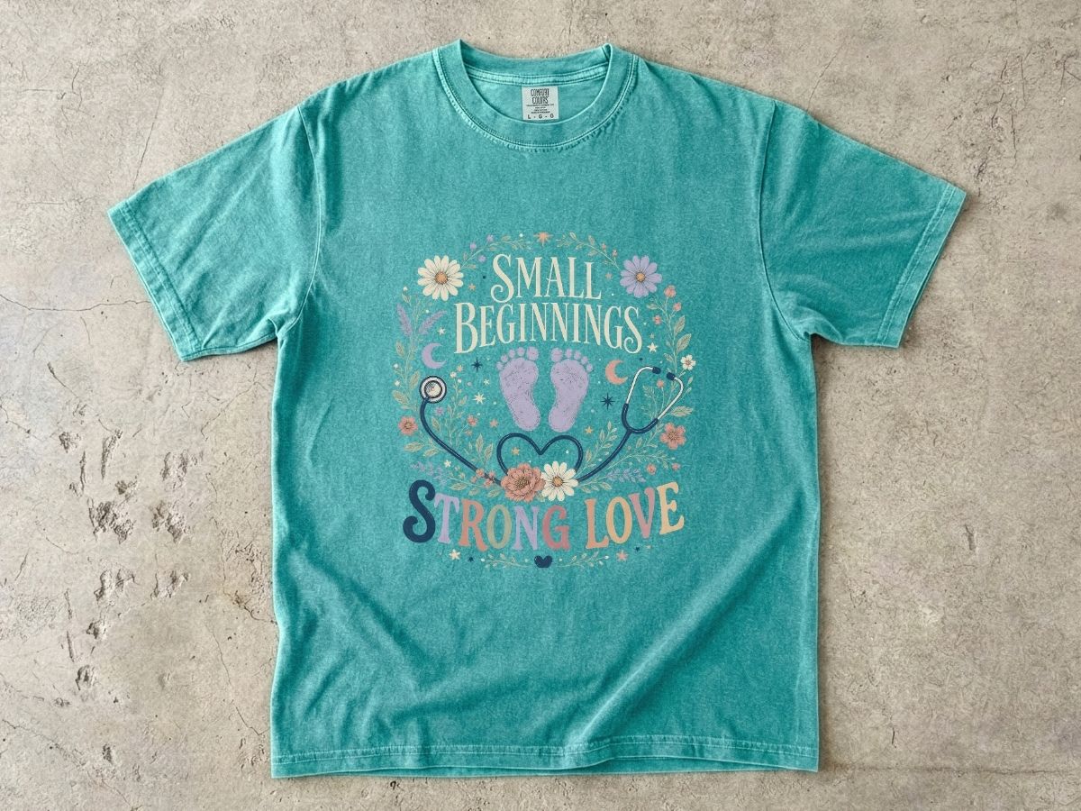 Baby Strong Love T-Shirt — 'Small Beginnings, Strong Love' Infant Footprint Tee