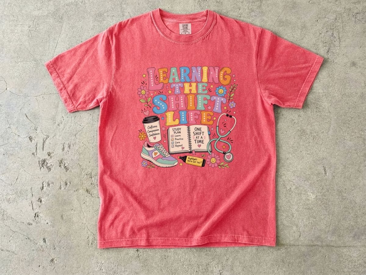 Learning the Shift Life T-Shirt — Retro Nurse & Shift Work Graphic Tee