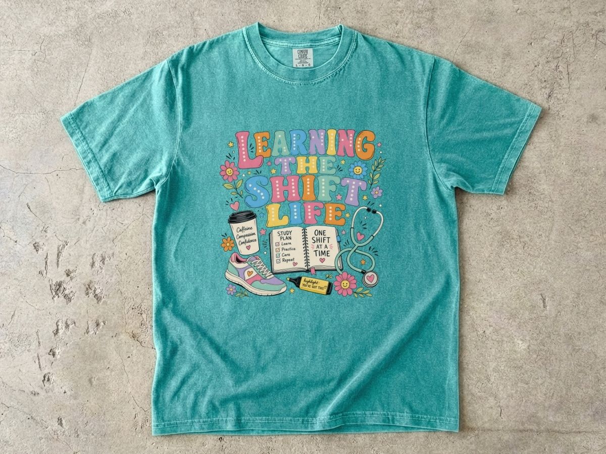 Learning the Shift Life T-Shirt — Retro Nurse & Shift Work Graphic Tee