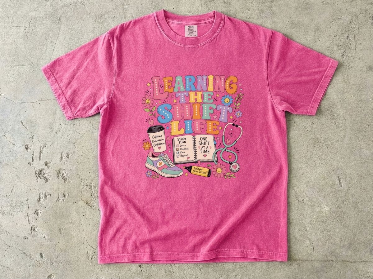 Learning the Shift Life T-Shirt — Retro Nurse & Shift Work Graphic Tee