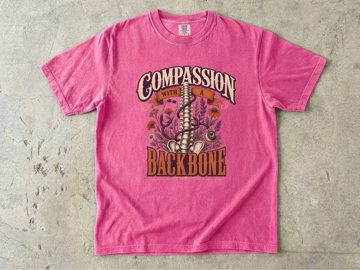 Compassion With a Backbone T-Shirt — Vintage Floral Spine Graphic Tee