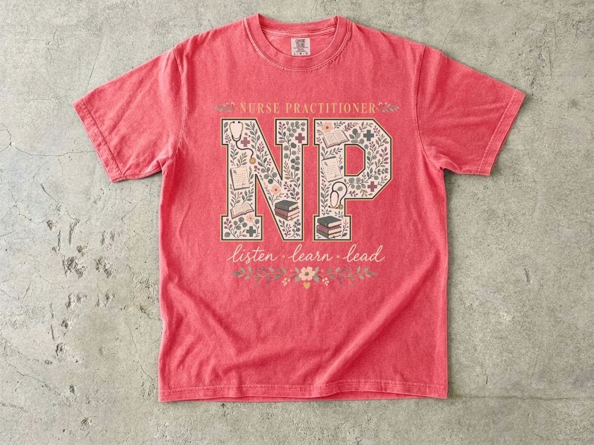 Nurse Practitioner Floral Monogram T-Shirt