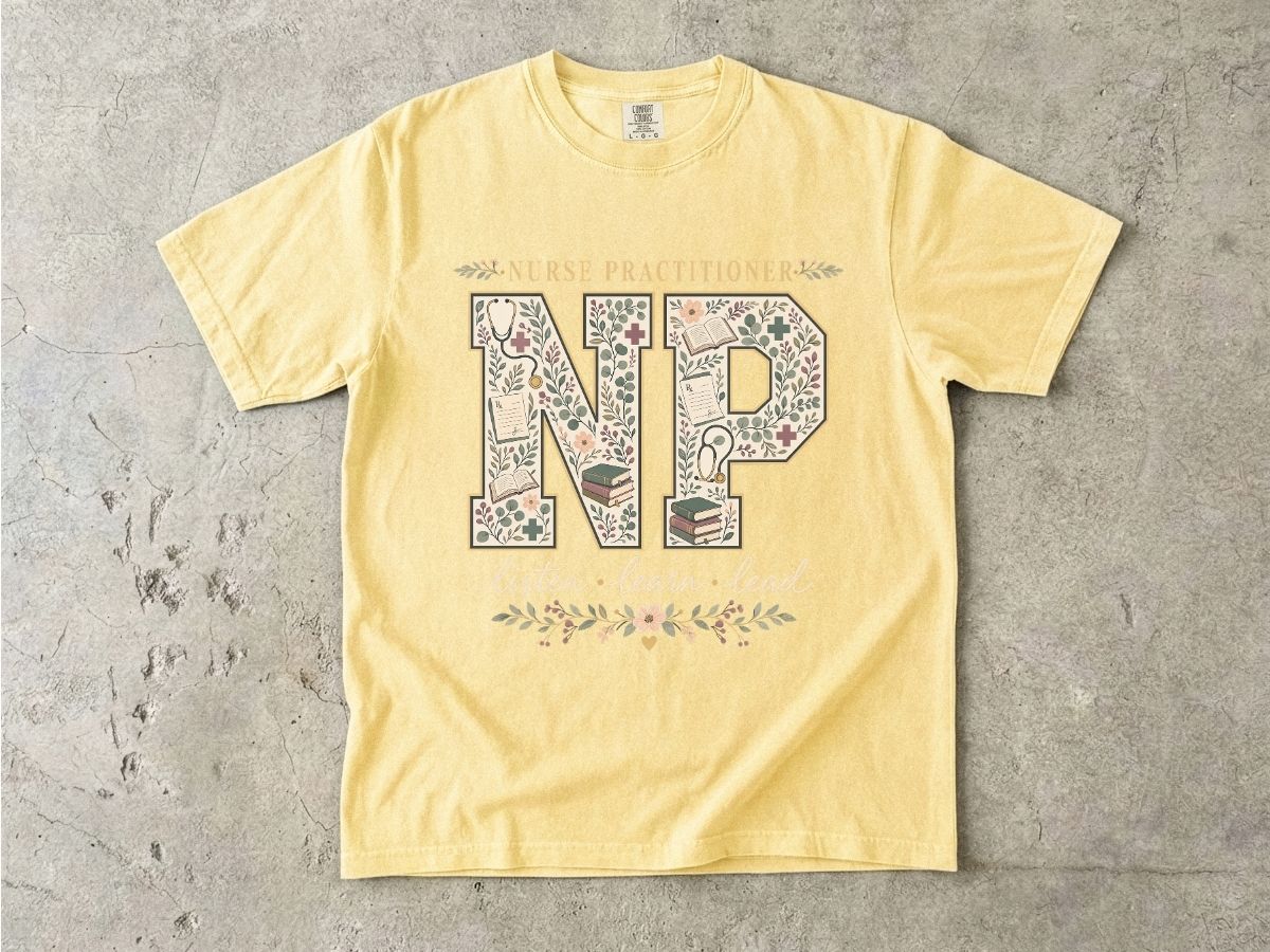 Nurse Practitioner Floral Monogram T-Shirt