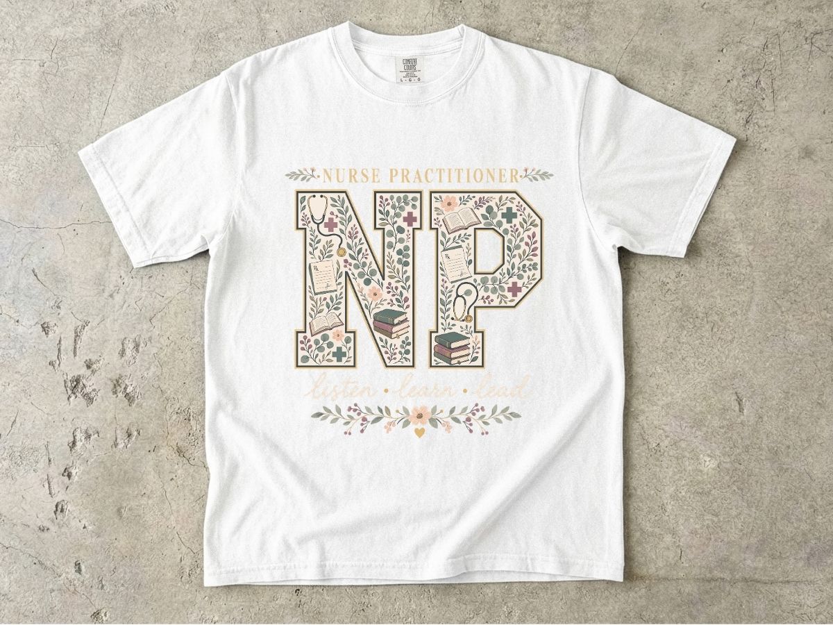 Nurse Practitioner Floral Monogram T-Shirt