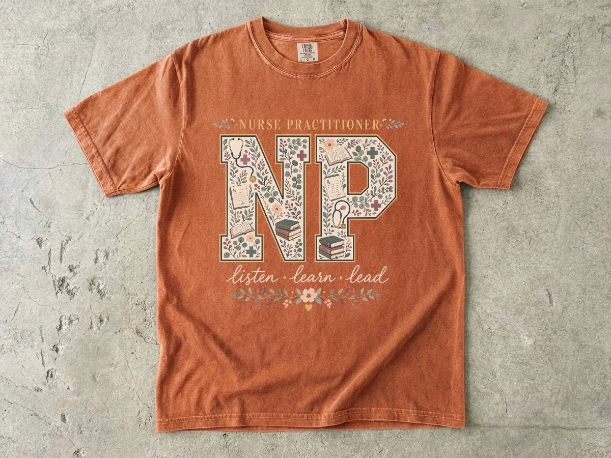 Nurse Practitioner Floral Monogram T-Shirt