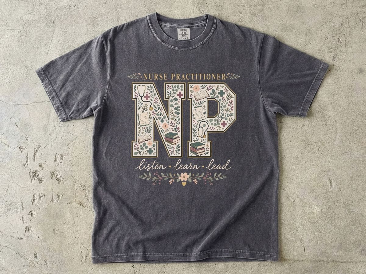 Nurse Practitioner Floral Monogram T-Shirt