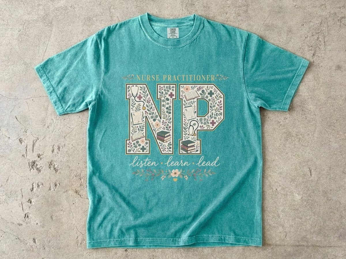Nurse Practitioner Floral Monogram T-Shirt