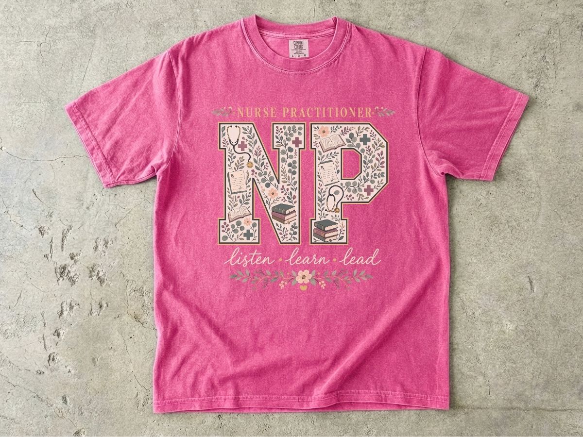 Nurse Practitioner Floral Monogram T-Shirt