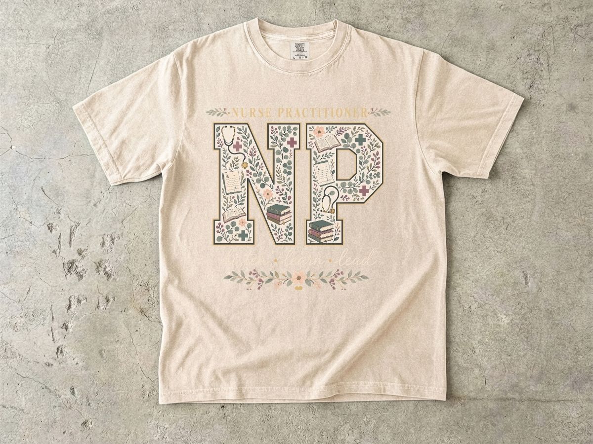 Nurse Practitioner Floral Monogram T-Shirt