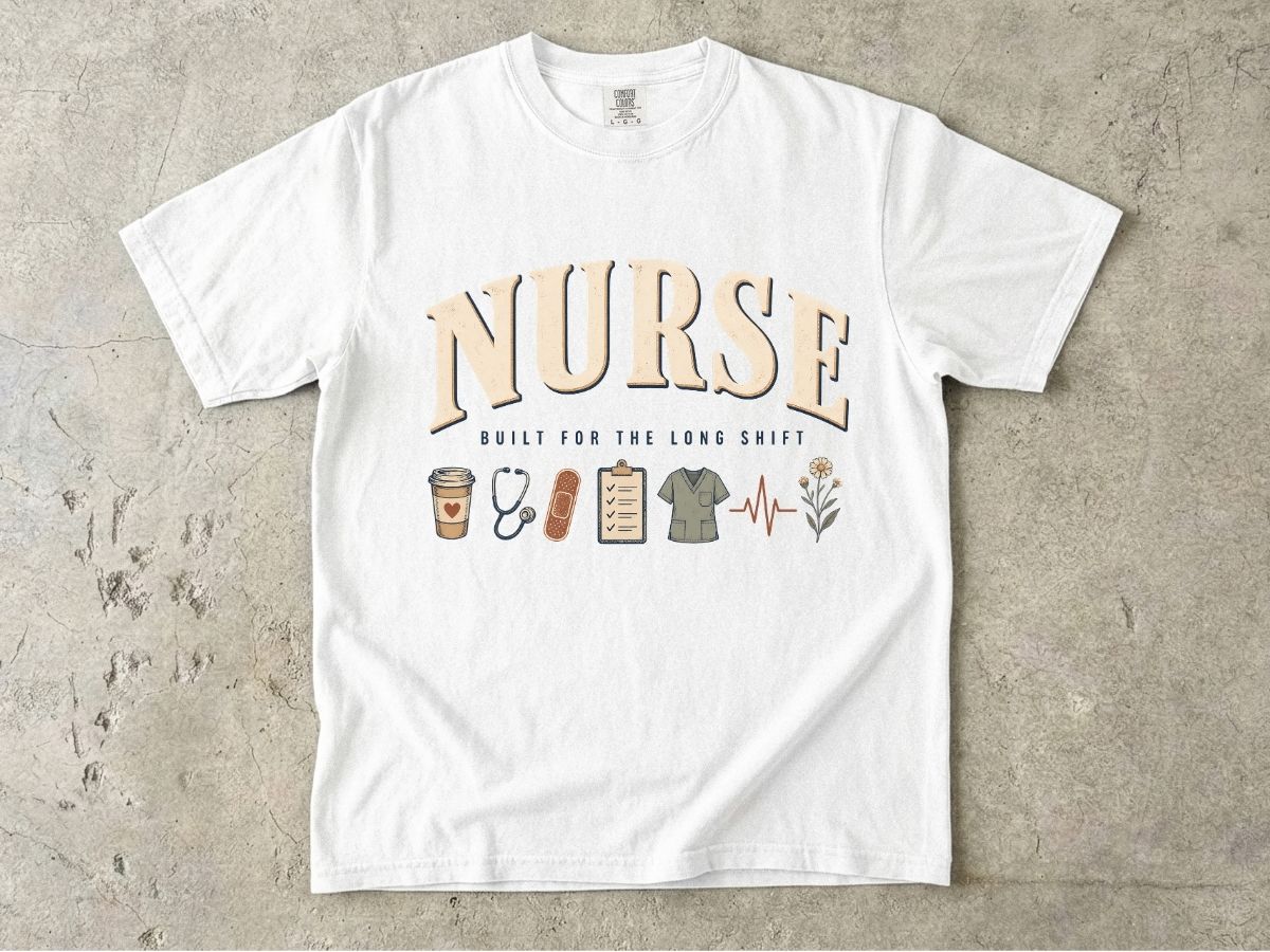 Nurse Graphic T-Shirt — 'NURSE' with Medical Icons, Perfect Gift for Nurses