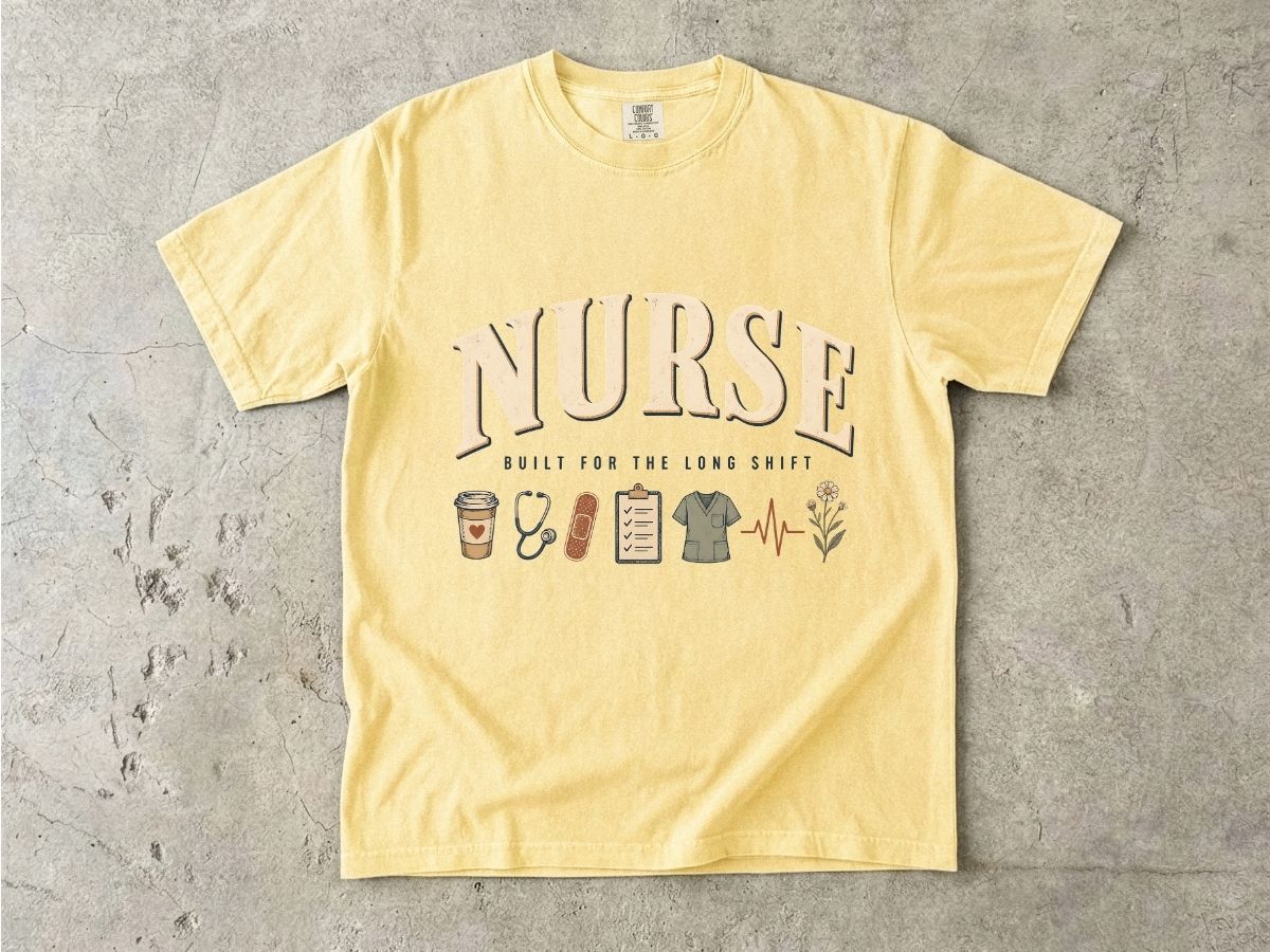 Nurse Graphic T-Shirt — 'NURSE' with Medical Icons, Perfect Gift for Nurses