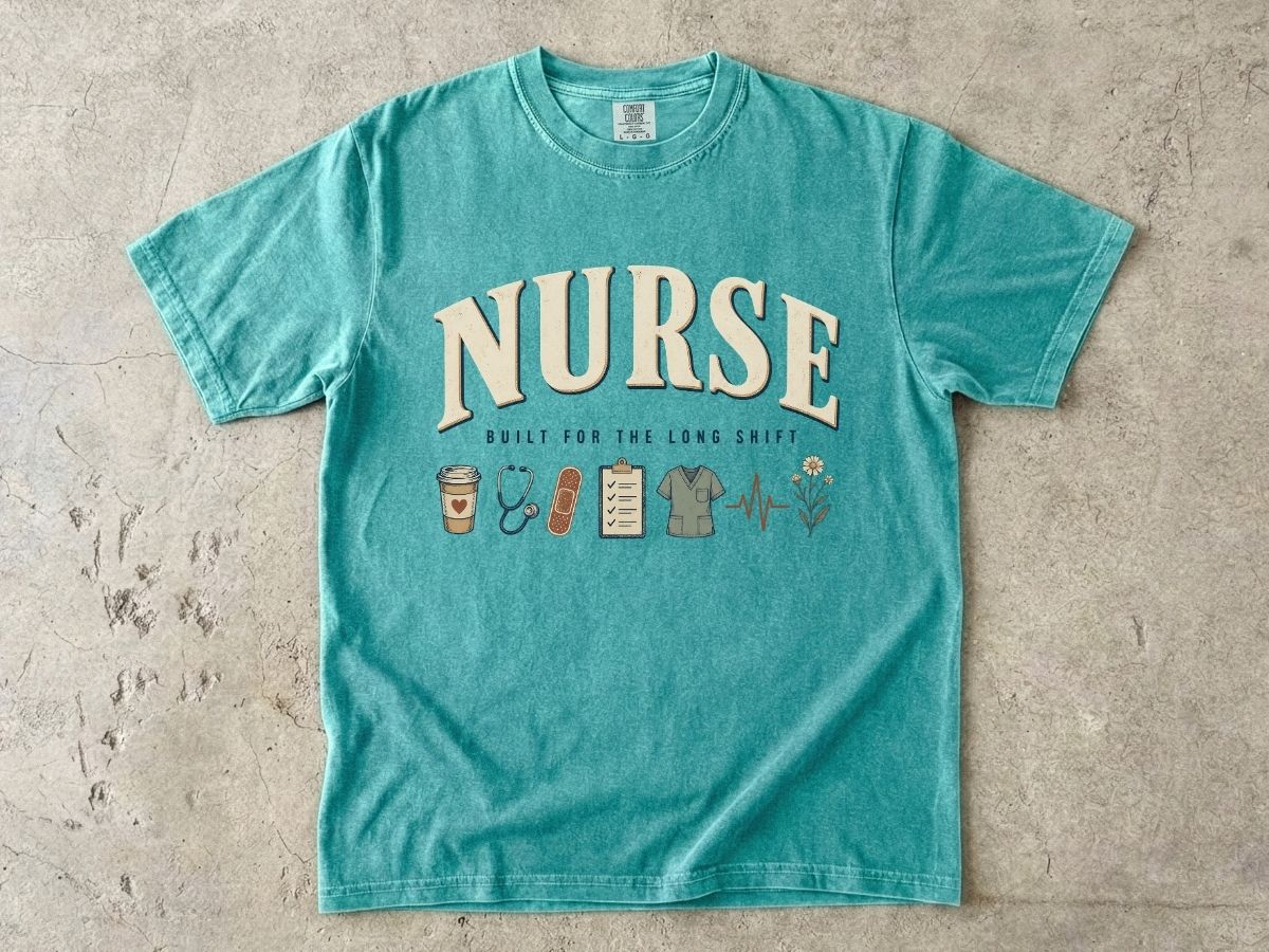 Nurse Graphic T-Shirt — 'NURSE' with Medical Icons, Perfect Gift for Nurses