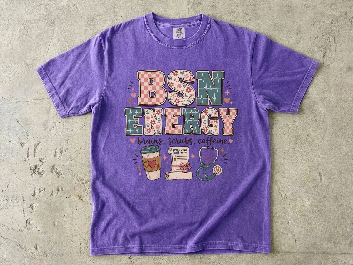 BSN Energy Nursing T‑Shirt — Brains, Scrubs, Caffeine Graphic Tee