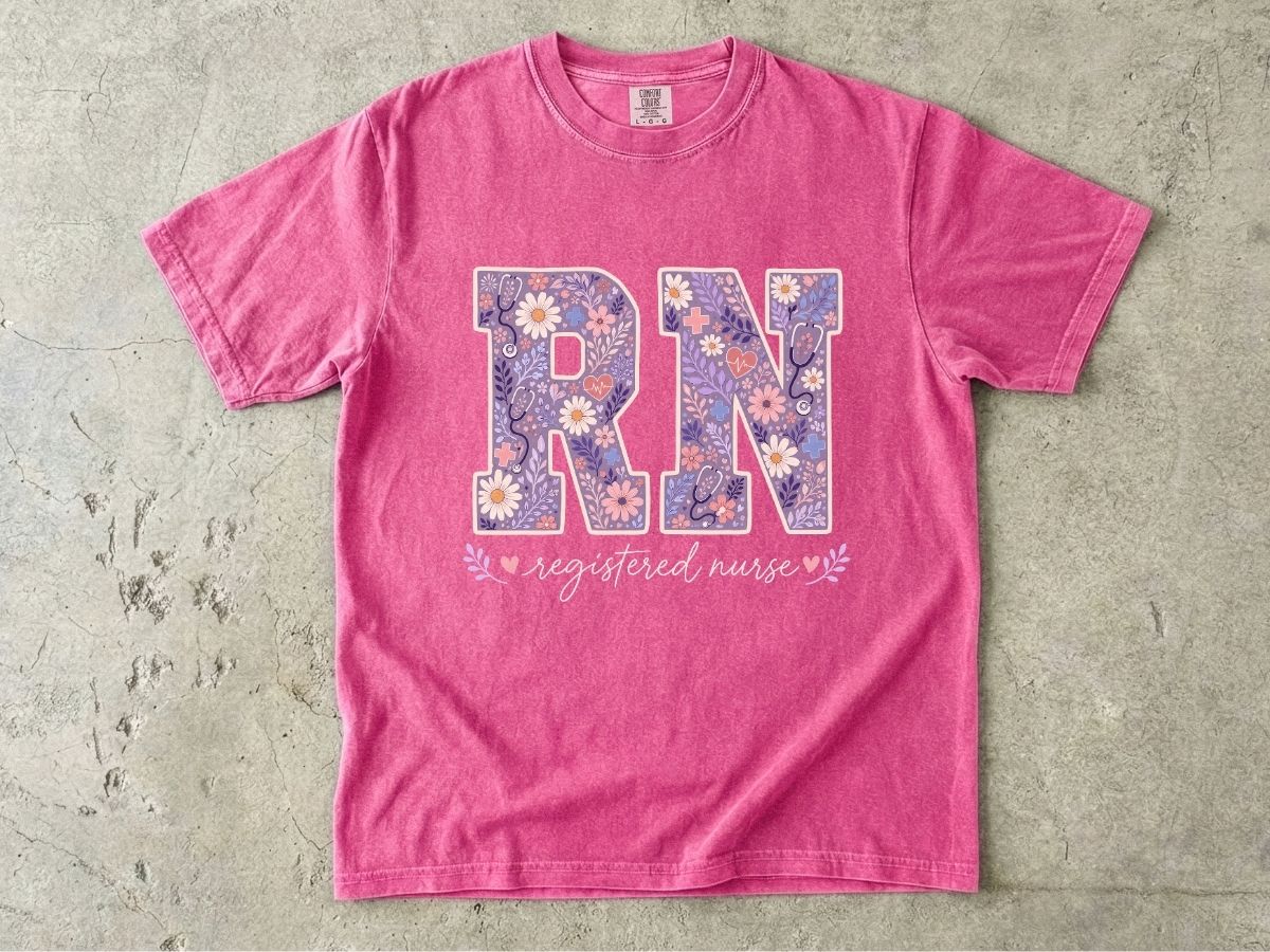 RN Floral Graphic T-Shirt — Nurse Appreciation Gift