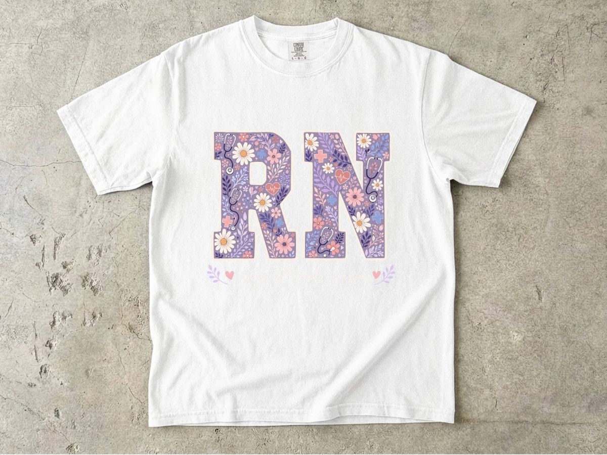RN Floral Graphic T-Shirt — Nurse Appreciation Gift