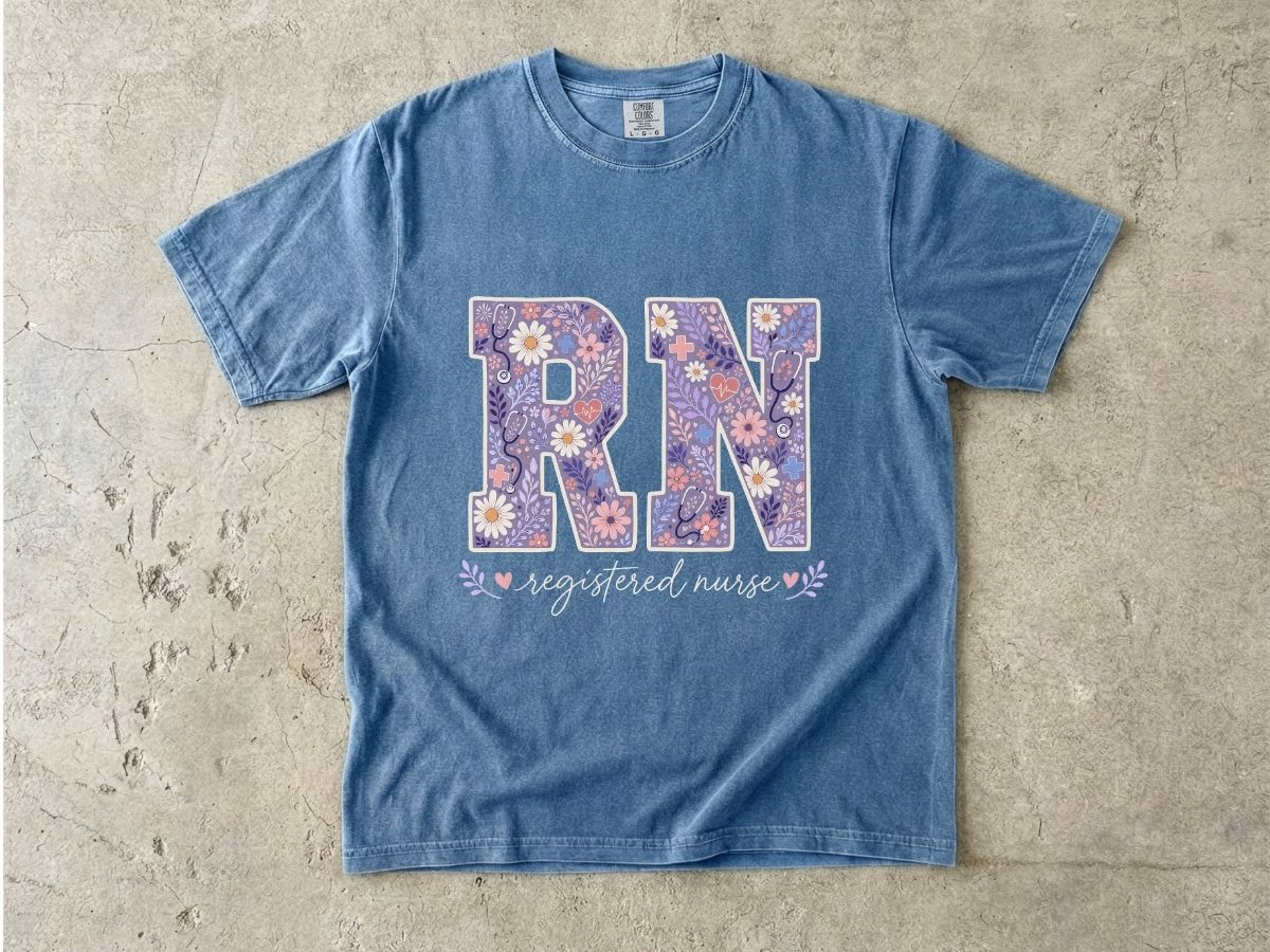 RN Floral Graphic T-Shirt — Nurse Appreciation Gift
