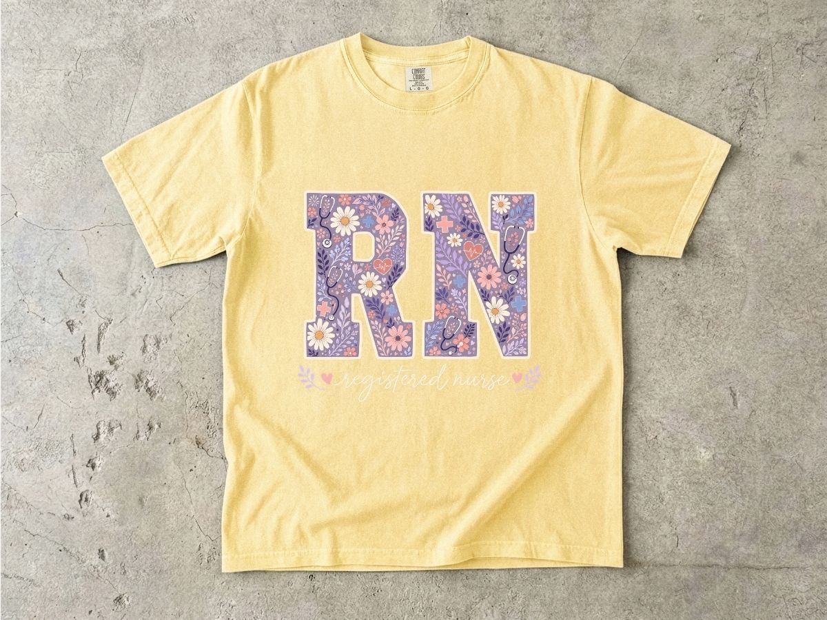 RN Floral Graphic T-Shirt — Nurse Appreciation Gift