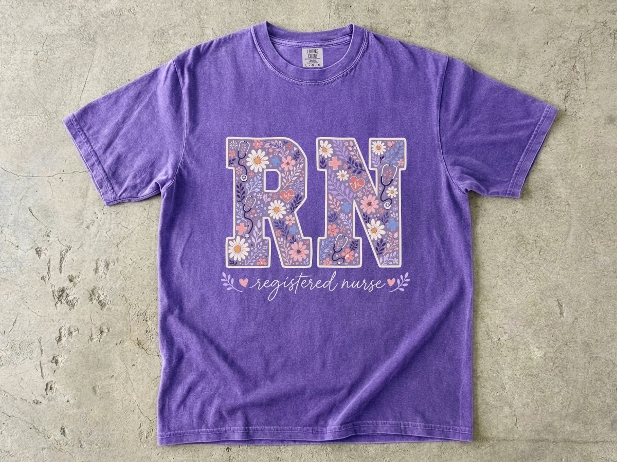 RN Floral Graphic T-Shirt — Nurse Appreciation Gift