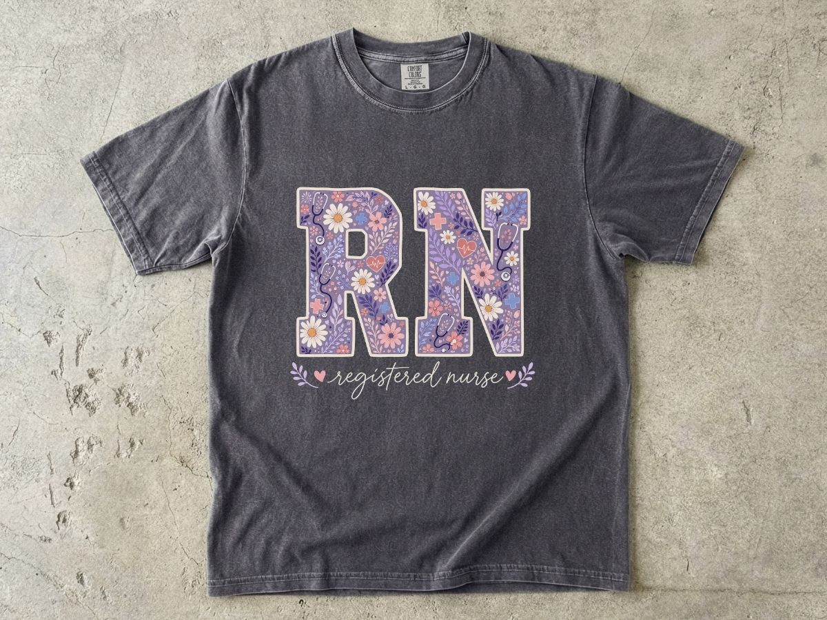 RN Floral Graphic T-Shirt — Nurse Appreciation Gift