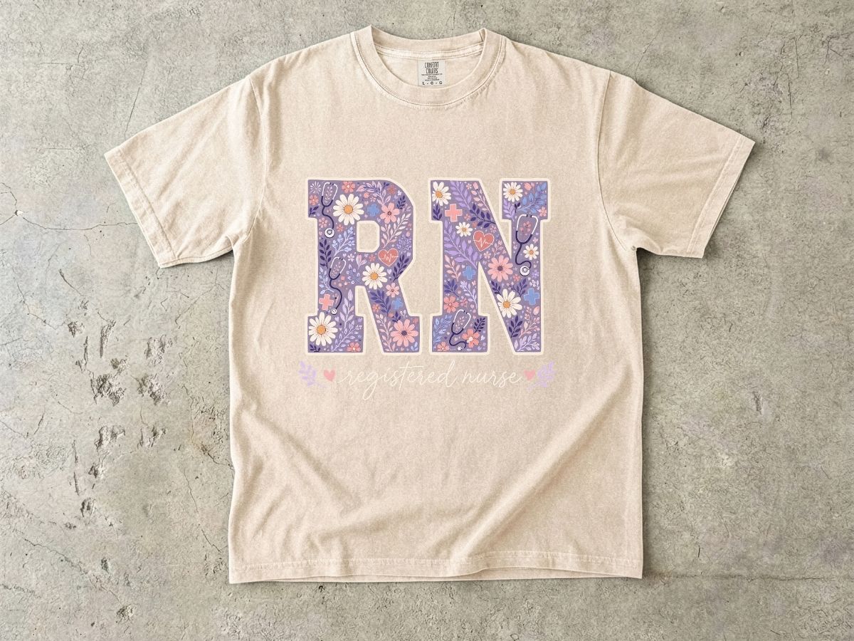 RN Floral Graphic T-Shirt — Nurse Appreciation Gift