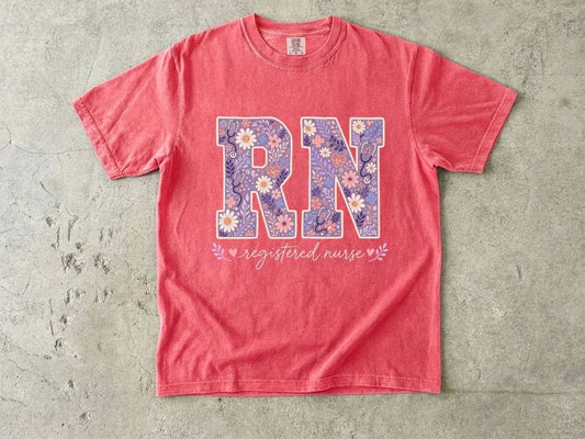 RN Floral Graphic T-Shirt — Nurse Appreciation Gift
