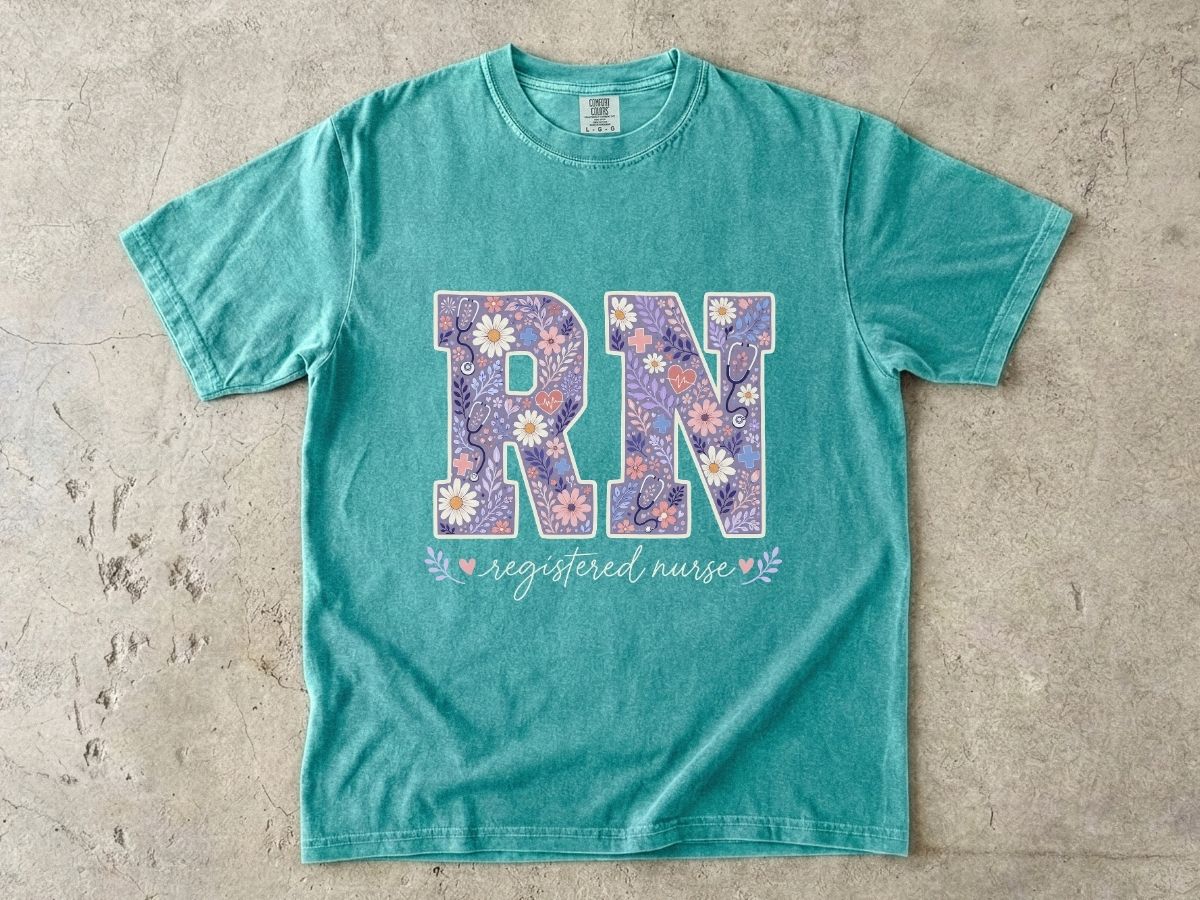 RN Floral Graphic T-Shirt — Nurse Appreciation Gift