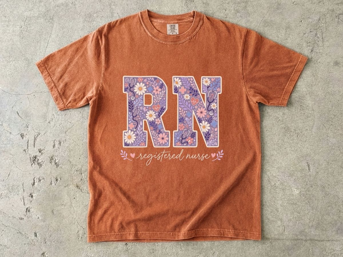 RN Floral Graphic T-Shirt — Nurse Appreciation Gift