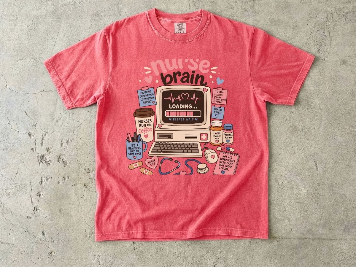 Nurse Brain T-Shirt — Cute Retro Nurse Graphic Tee for Nurses & Nursing Students