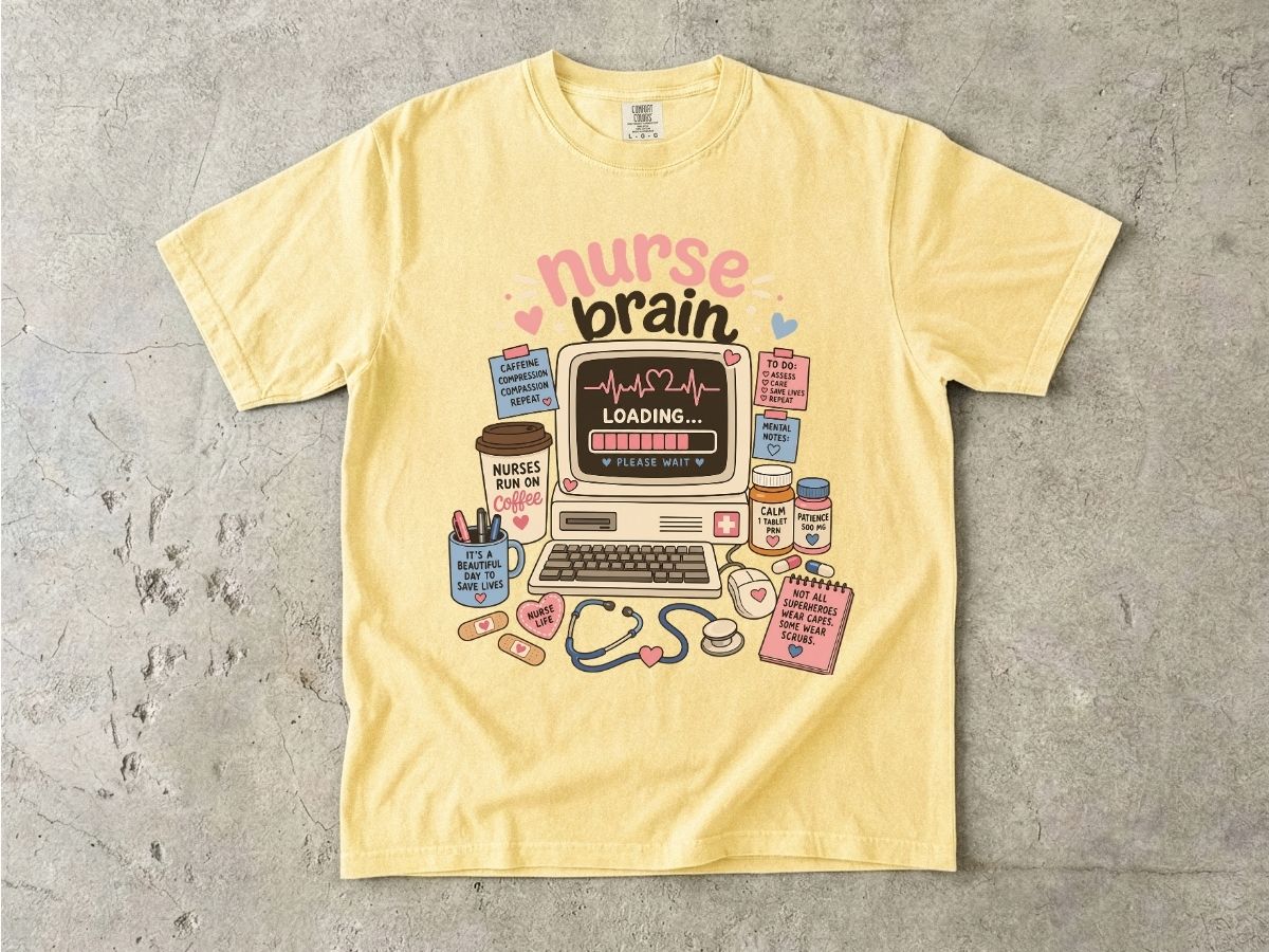 Nurse Brain T-Shirt — Cute Retro Nurse Graphic Tee for Nurses & Nursing Students