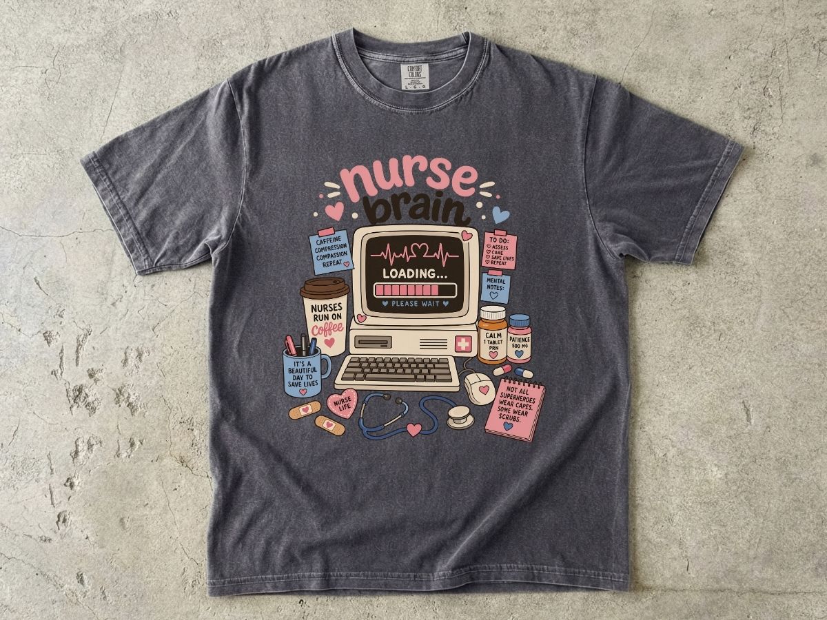 Nurse Brain T-Shirt — Cute Retro Nurse Graphic Tee for Nurses & Nursing Students