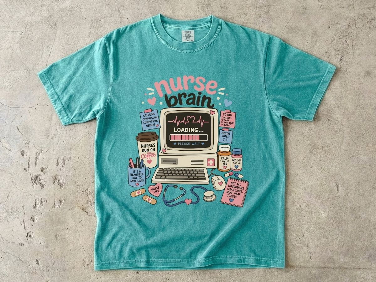 Nurse Brain T-Shirt — Cute Retro Nurse Graphic Tee for Nurses & Nursing Students
