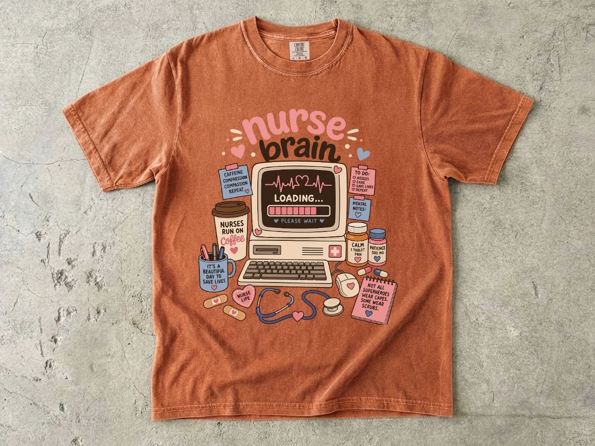 Nurse Brain T-Shirt — Cute Retro Nurse Graphic Tee for Nurses & Nursing Students