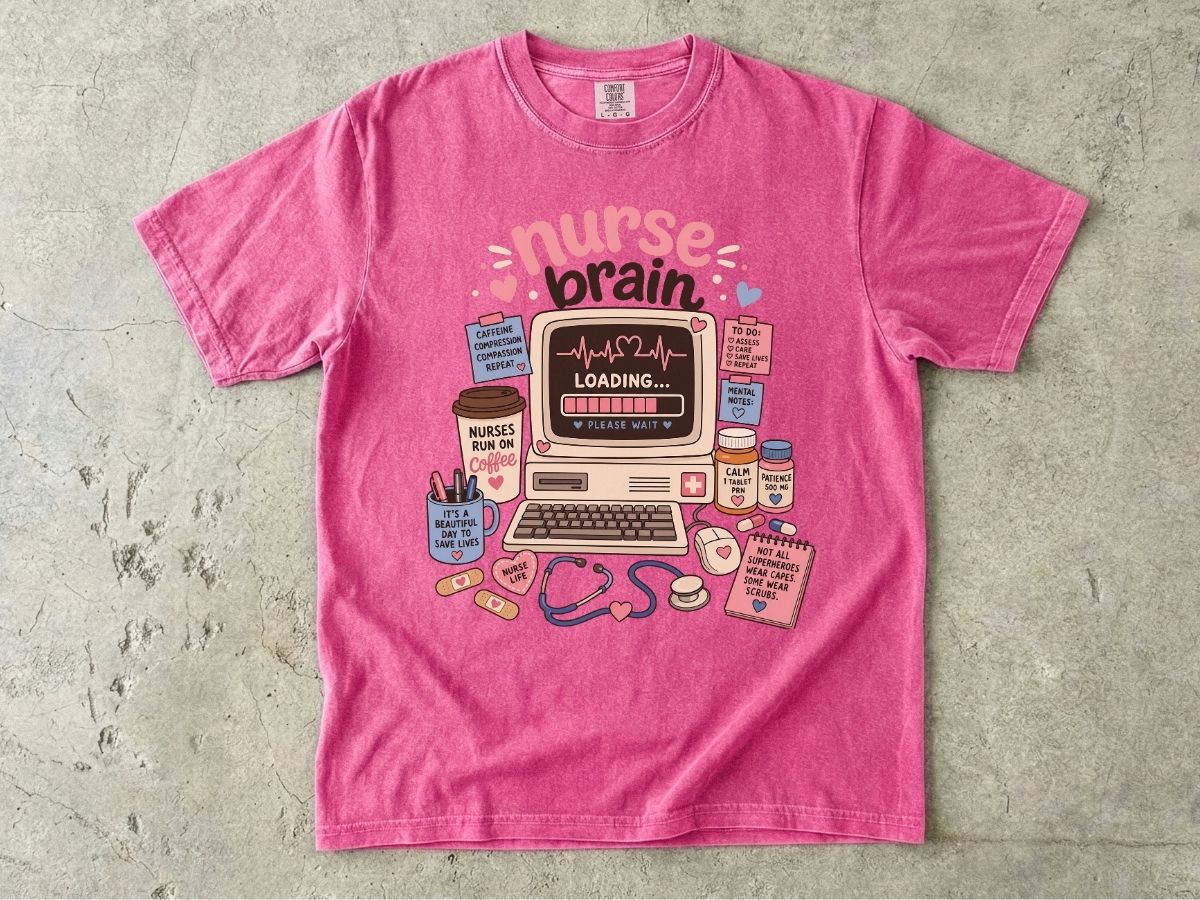 Nurse Brain T-Shirt — Cute Retro Nurse Graphic Tee for Nurses & Nursing Students