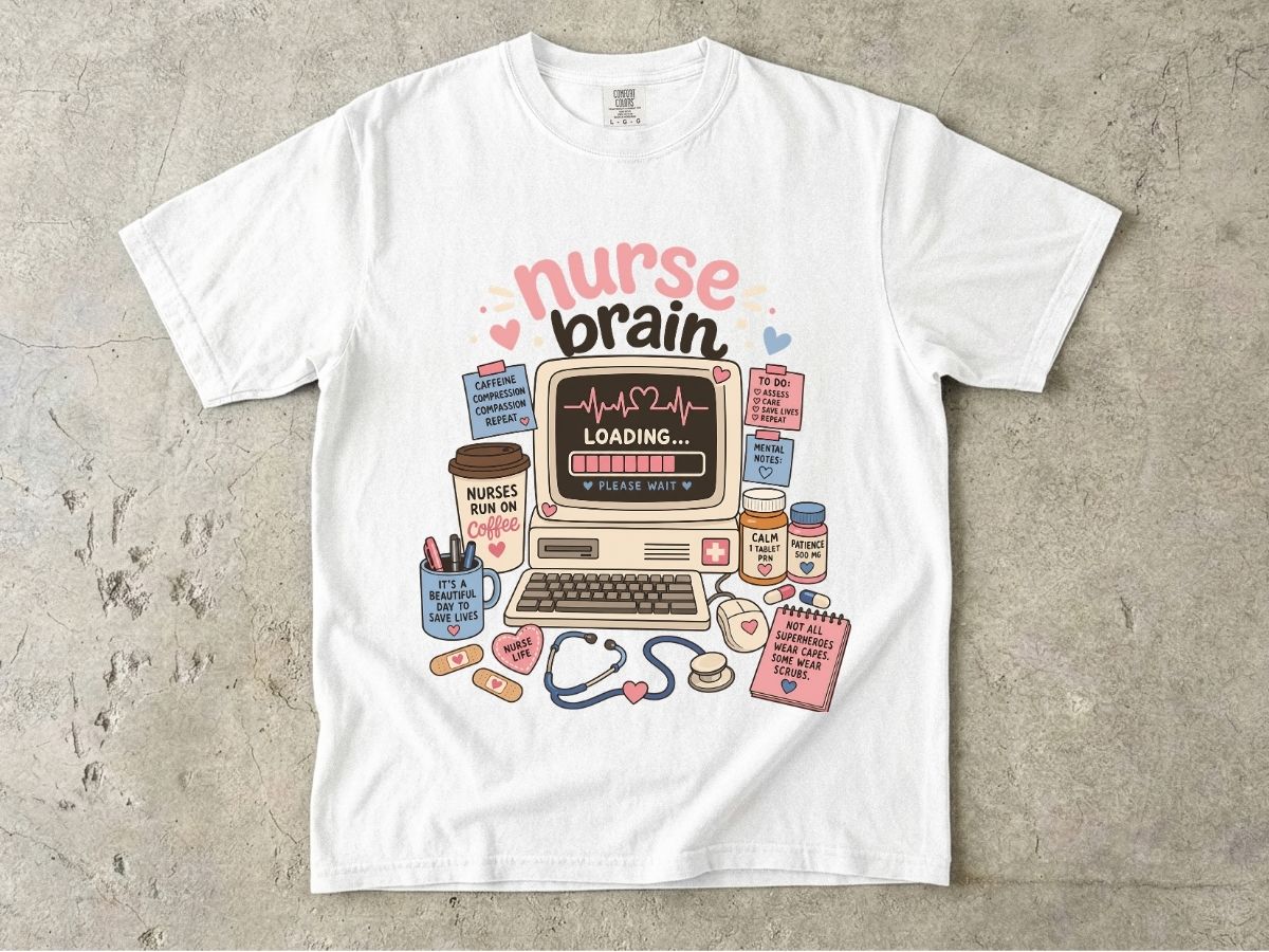 Nurse Brain T-Shirt — Cute Retro Nurse Graphic Tee for Nurses & Nursing Students