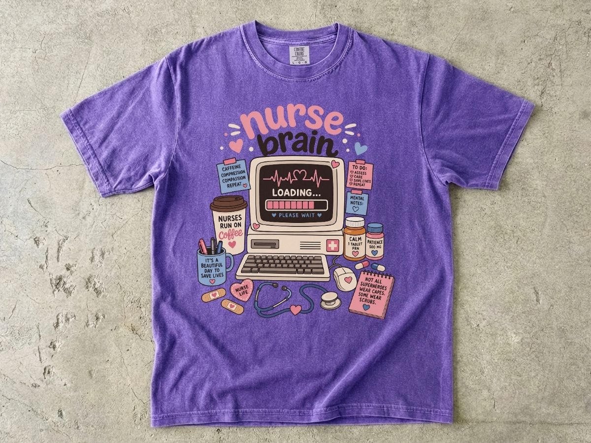 Nurse Brain T-Shirt — Cute Retro Nurse Graphic Tee for Nurses & Nursing Students