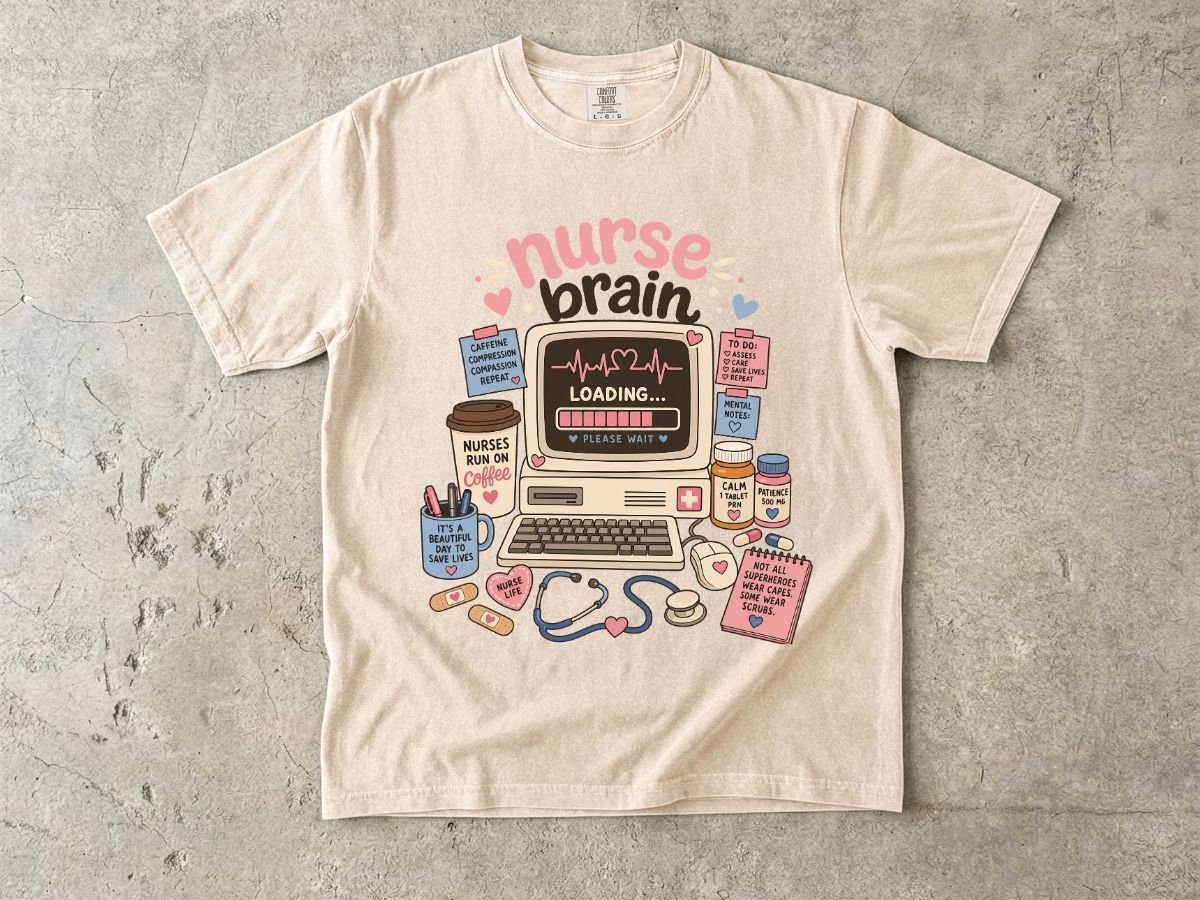Nurse Brain T-Shirt — Cute Retro Nurse Graphic Tee for Nurses & Nursing Students