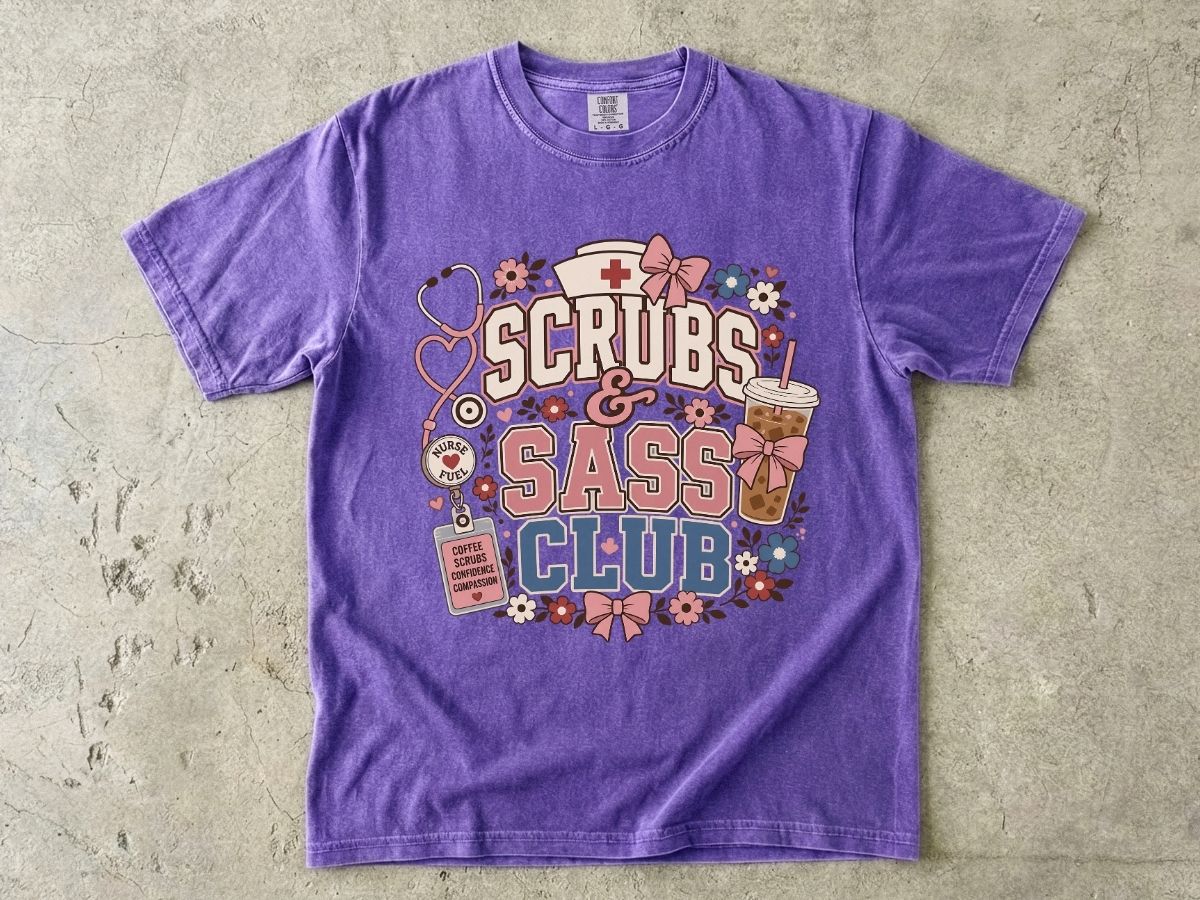 Scrubs & Sass Club T-Shirt — Cute Nurse Tee for Healthcare Workers