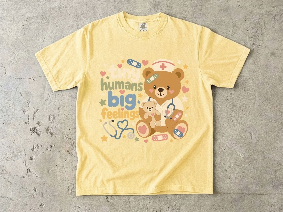 Tiny Humans Big Feelings Shirt | Peds Nurse Bear Gift Tee