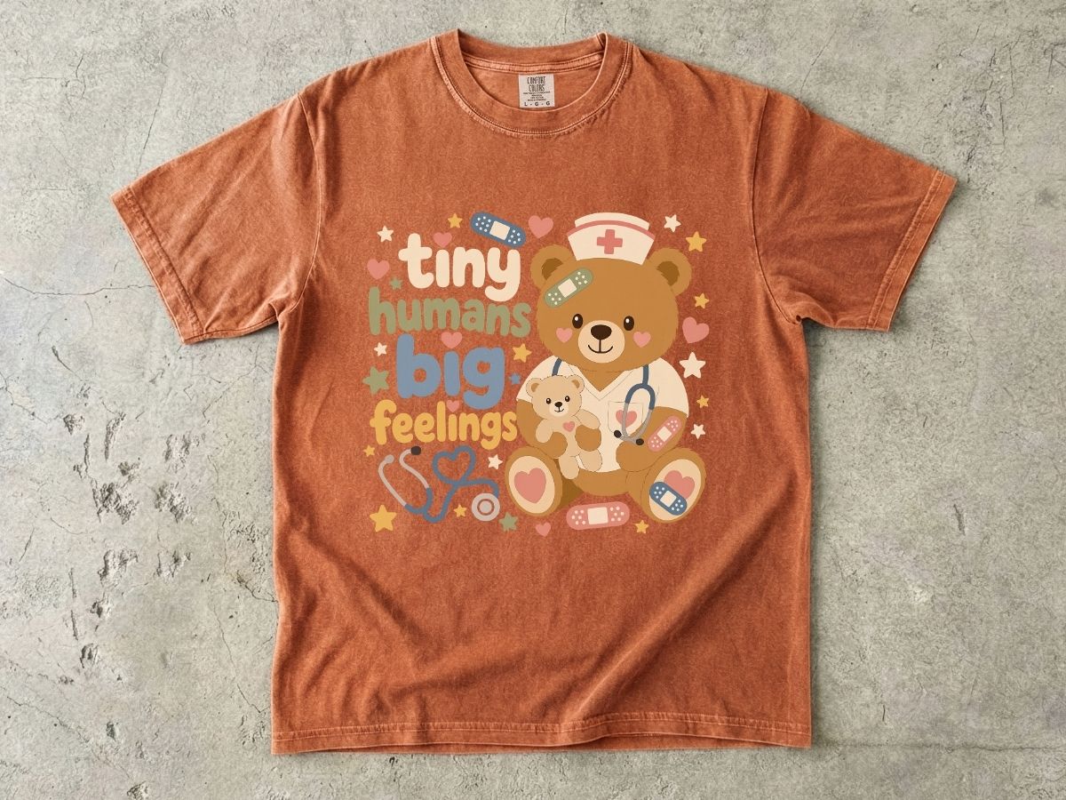 Tiny Humans Big Feelings Shirt | Peds Nurse Bear Gift Tee