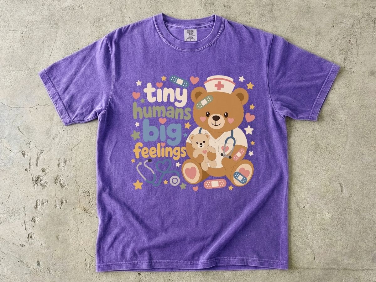 Tiny Humans Big Feelings Shirt | Peds Nurse Bear Gift Tee