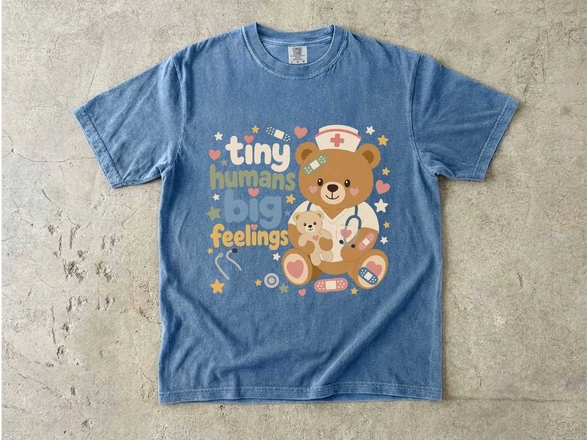 Tiny Humans Big Feelings Shirt | Peds Nurse Bear Gift Tee
