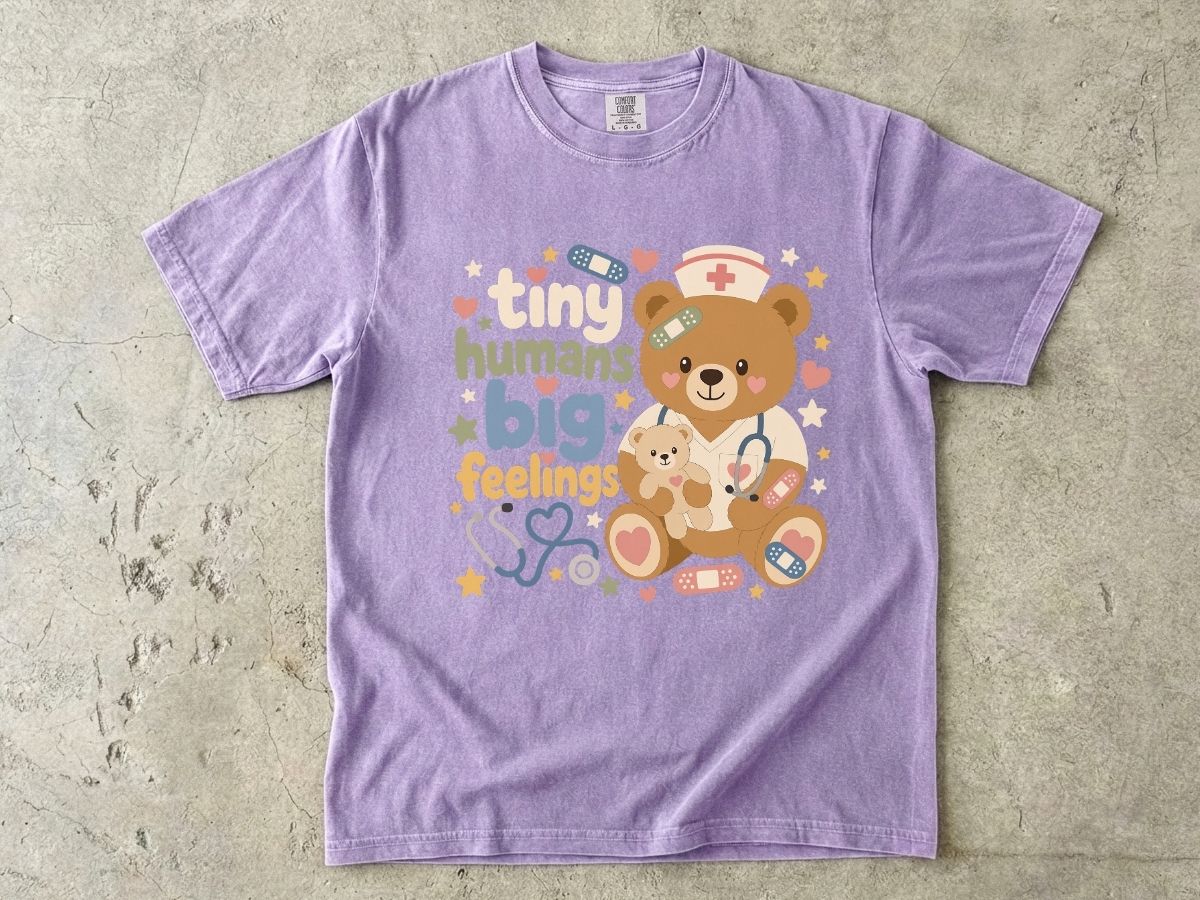 Tiny Humans Big Feelings Shirt | Peds Nurse Bear Gift Tee