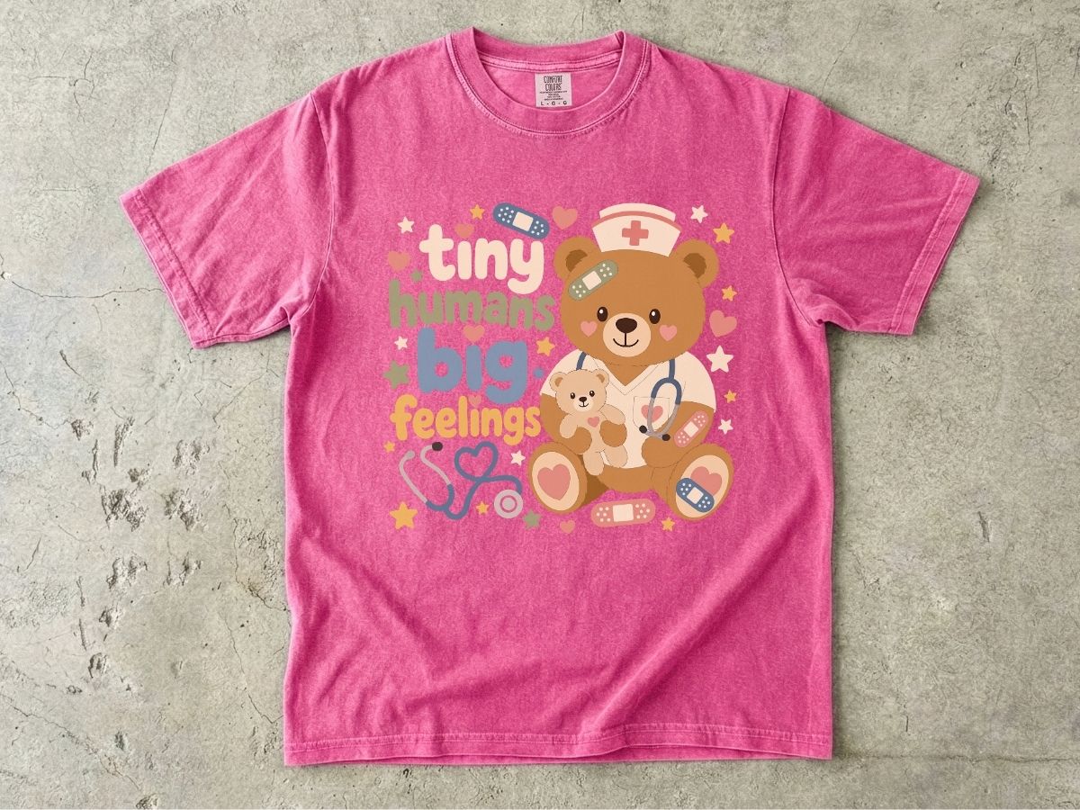Tiny Humans Big Feelings Shirt | Peds Nurse Bear Gift Tee