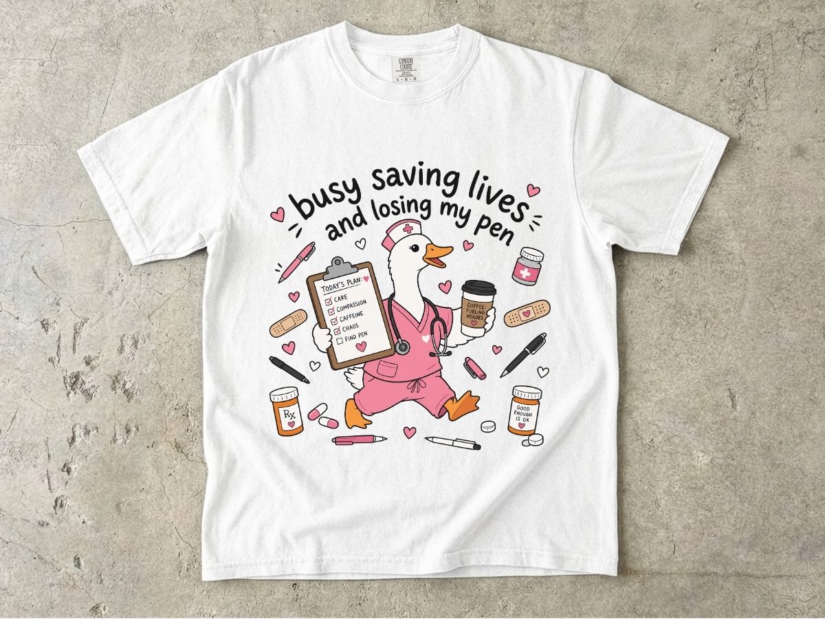 Busy Saving Lives Losing My Pen Shirt | Funny Nurse Gift Tee